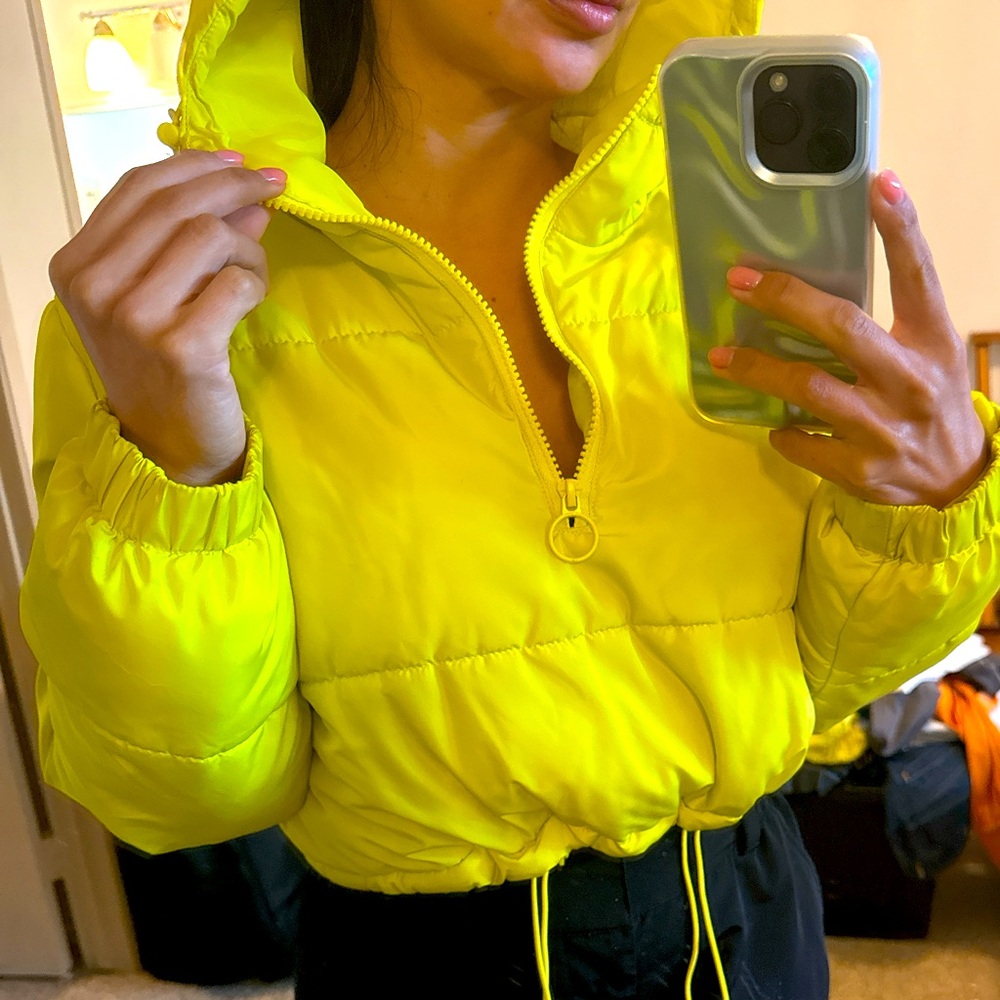 Neon Yellow Puffer Jacket